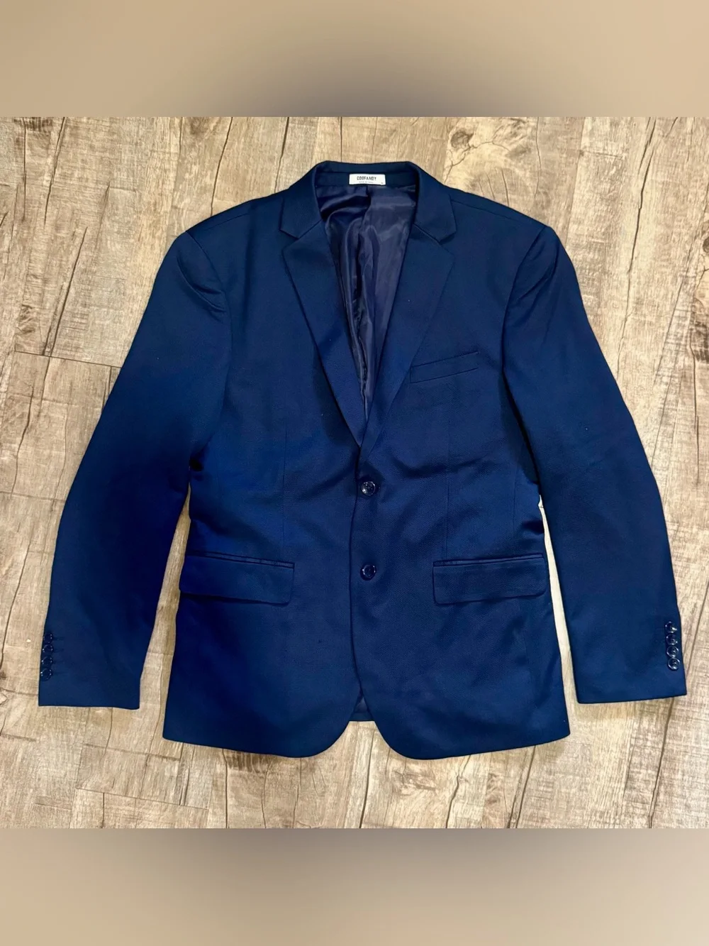 Mens Navy Blazer Medium Two Button Sport Coat Textured Blue Jacket